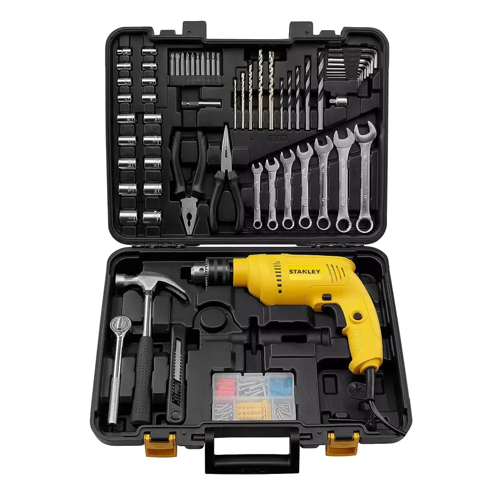 STANLEY SDH550KM 550W 10mm Percussion Drill Mechanic Kit with 120+ Pcs Hand tools and Accessories